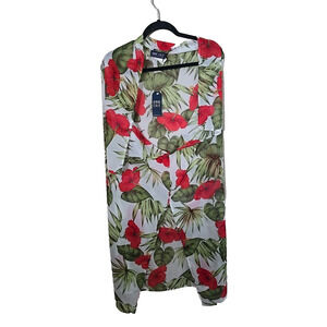 NWT Anne Cole White‎ Floral Print Beach Summer Cover-Up Swimwear Womans Sz Small